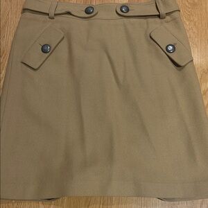 Elegant Tan Mini Skirt with Button Accents